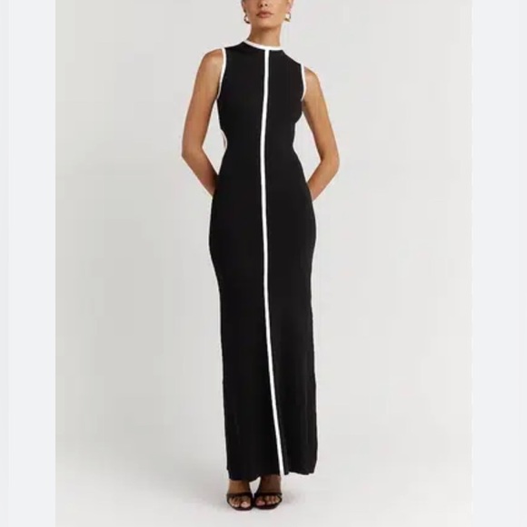 DISSH Dresses & Skirts - DISSH Binding Ribbed Knit Black Cut Out Dress